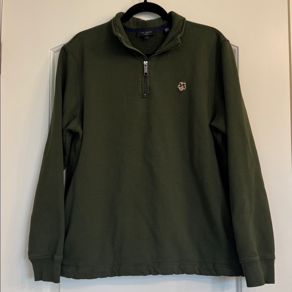Ted Baker London Men’s Size 4 (US Large) Green Half-Zip Sweater Pullover